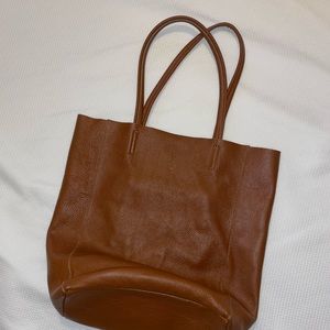 Genuine Soft Leather Italian Cognac Tote Bag